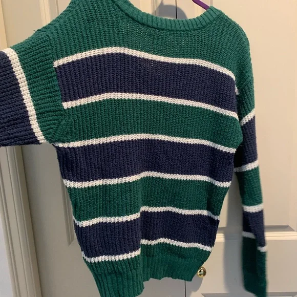 American Eagle Outfitters Blue and Green V-Neck Sweater - Picture 7 of 7